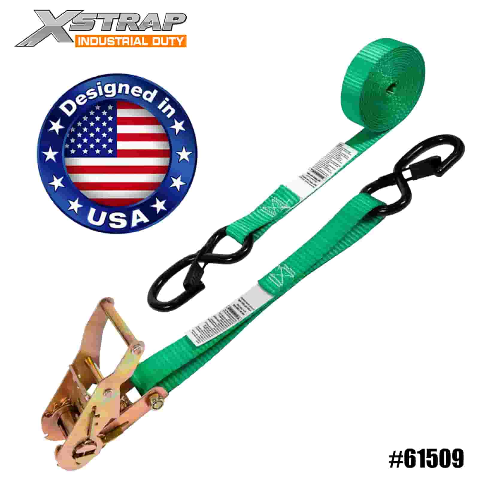 Xstrap 61509 1” x 15’ 4PK ratelriem met veiligheids-S-haken 400lb SWL
