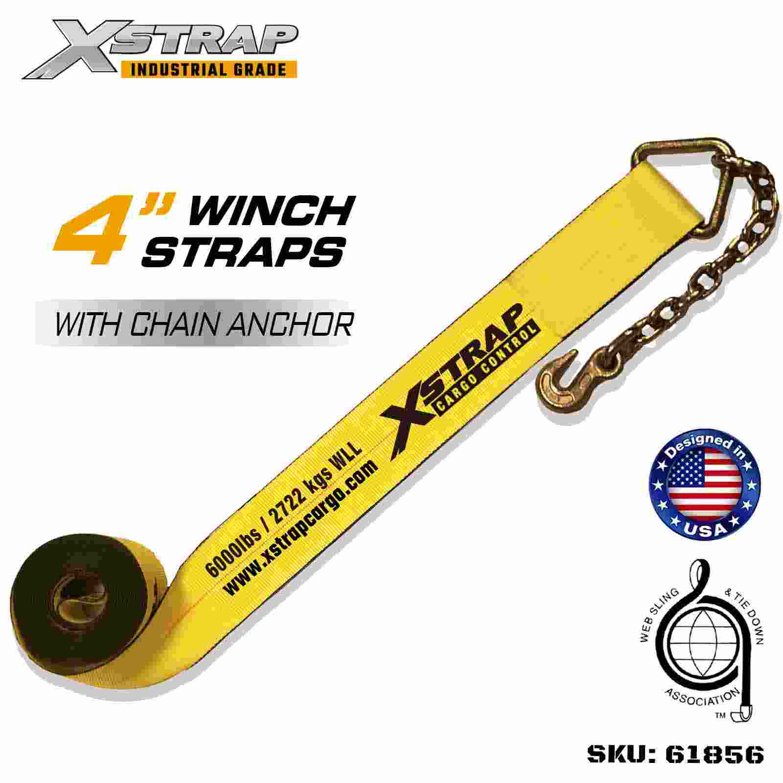 Xstrap 61856 Standaard lierband van 10 x 9 meter met kettinganker Breeksterkte 18.000 lbs