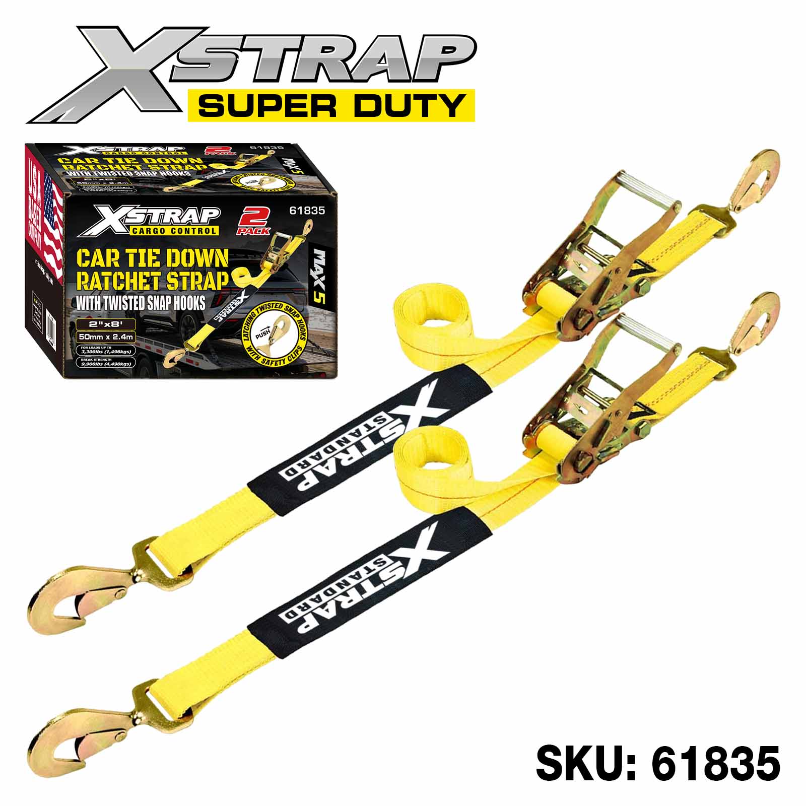 Xstrap 61835 2” x 8’ 2PK autospanbanden 3,300lb SWL