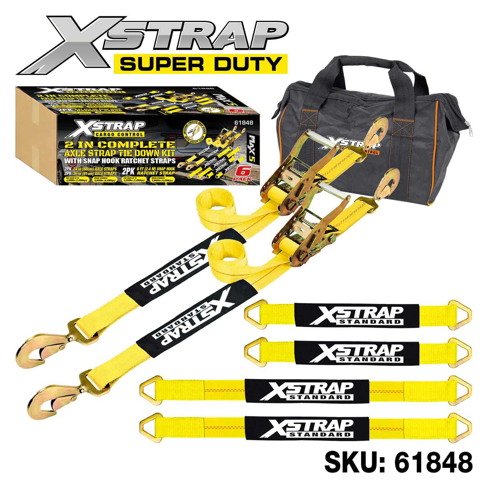 Xstrap 61848 6PK 2 inch complete Alex-spanbandbevestigingsset 3,300 lb SWL